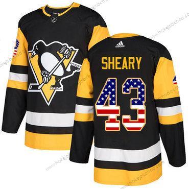 Adidas Muž Pittsburgh Penguins #43 Conor Sheary Černá Domácí Autentické USA Flag Sešitý NHL Dres