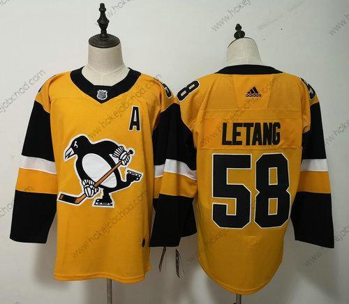 Adidas Muž Pittsburgh Penguins #58 Kris Letang Žlutá Náhradní Sešitý NHL Dres