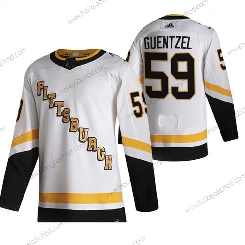 Adidas Muž Pittsburgh Penguins #59 Jake Guentzel Bílý 2020-21 Obrácený Retro Náhradní NHL Dres