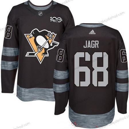 Adidas Muž Pittsburgh Penguins #68 Jaromir Jagr Černá 100th Výročí Sešitý NHL 2017 Hokejový Dres