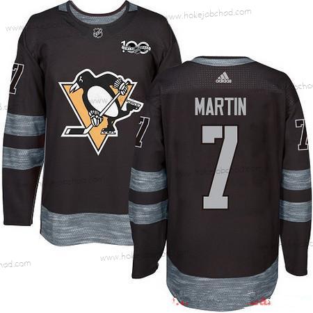 Adidas Muž Pittsburgh Penguins #7 Paul Martin Černá 100th Výročí Sešitý NHL 2017 Hokejový Dres