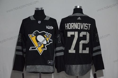 Adidas Muž Pittsburgh Penguins #72 Patric Hornqvist Černá 100th Výročí Sešitý NHL 2017 Hokejový Dres