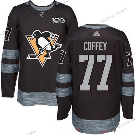 Adidas Muž Pittsburgh Penguins #77 Paul Coffey Černá 100th Výročí Sešitý NHL 2017 Hokejový Dres