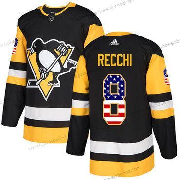 Adidas Muž Pittsburgh Penguins #8 Mark Recchi Černá Domácí Autentické USA Flag Sešitý NHL Dres