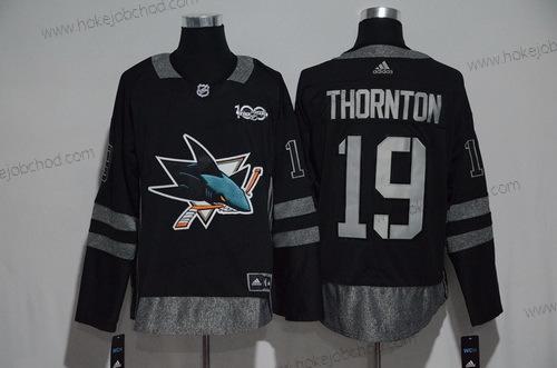 Adidas Muž San Jose Sharks #19 Joe Thornton Černá 100th Výročí Sešitý NHL 2017 Hokejový Dres