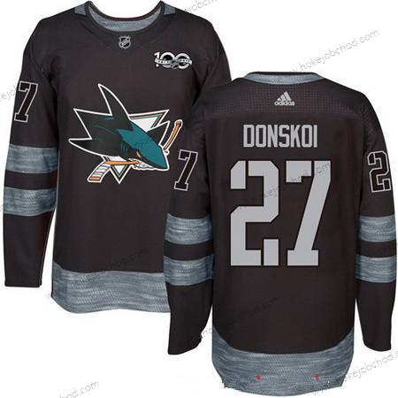 Adidas Muž San Jose Sharks #27 Joonas Donskoi Černá 100th Výročí Sešitý NHL 2017 Hokejový Dres