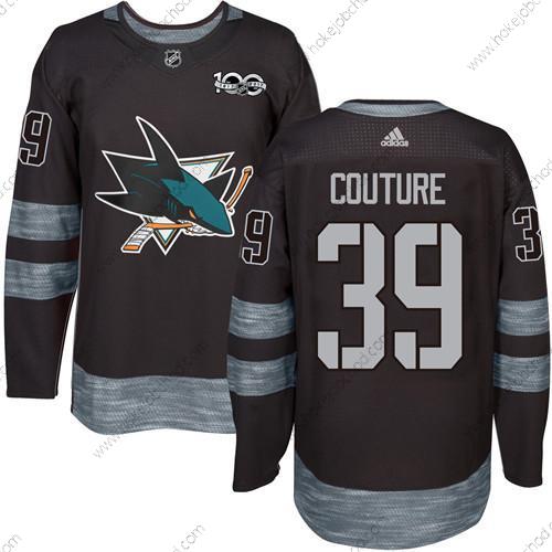 Adidas Muž San Jose Sharks #39 Logan Couture Černá 100th Výročí Sešitý NHL 2017 Hokejový Dres