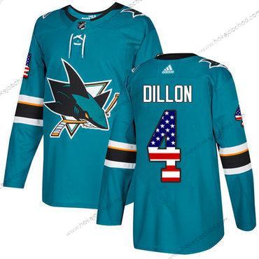 Adidas Muž San Jose Sharks #4 Brenden Dillon Modrozelená Domácí Autentické USA Flag Sešitý NHL Dres