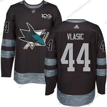 Adidas Muž San Jose Sharks #44 Marc-Edouard Vlasic Černá 100th Výročí Sešitý NHL 2017 Hokejový Dres