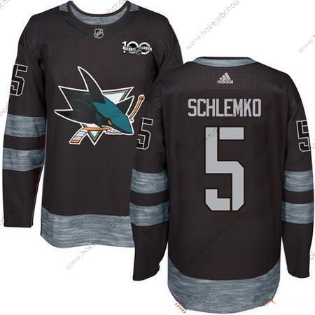 Adidas Muž San Jose Sharks #5 David Schlemko Černá 100th Výročí Sešitý NHL 2017 Hokejový Dres