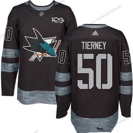 Adidas Muž San Jose Sharks #50 Chris Tierney Černá 100th Výročí Sešitý NHL 2017 Hokejový Dres