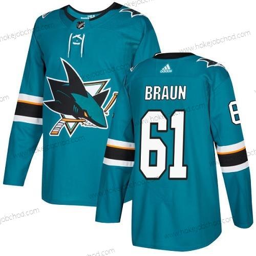 Adidas Muž San Jose Sharks #61 Justin Braun Modrozelená Domácí Autentické Sešitý NHL Dres