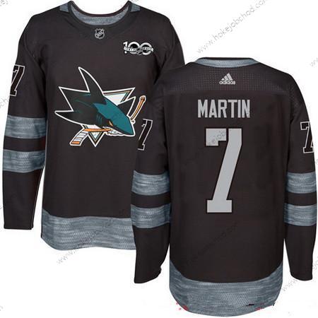 Adidas Muž San Jose Sharks #7 Paul Martin Černá 100th Výročí Sešitý NHL 2017 Hokejový Dres