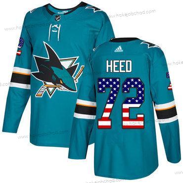 Adidas Muž San Jose Sharks #72 Tim Heed Modrozelená Domácí Autentické USA Flag Sešitý NHL Dres