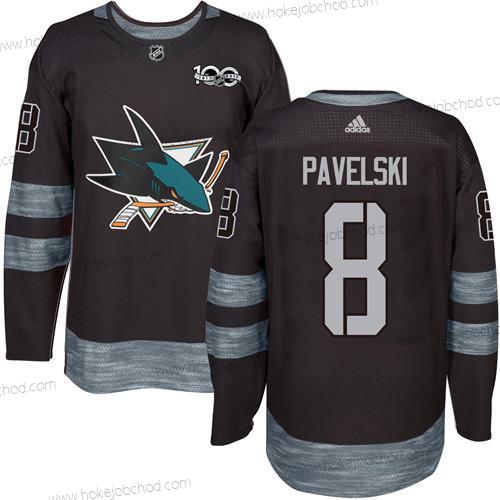 Adidas Muž San Jose Sharks #8 Joe Pavelski Černá 100th Výročí Sešitý NHL 2017 Hokejový Dres