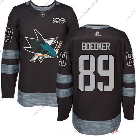 Adidas Muž San Jose Sharks #89 Mikkel Boedker Černá 100th Výročí Sešitý NHL 2017 Hokejový Dres