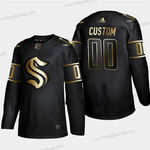 Adidas Muž Seattle Kraken Přizpůsobené Černá Zlatoen Edition Limited Sešitý NHL Dres