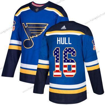 Adidas Muž St. Louis Blues #16 Brett Hull Modrý Domácí Autentické USA Flag Sešitý NHL Dres