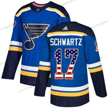 Adidas Muž St. Louis Blues #17 Jaden Schwartz Modrý Domácí Autentické USA Flag Sešitý NHL Dres