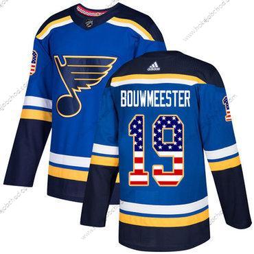 Adidas Muž St. Louis Blues #19 Jay Bouwmeester Modrý Domácí Autentické USA Flag Sešitý NHL Dres