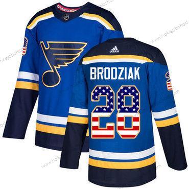 Adidas Muž St. Louis Blues #28 Kyle Brodziak Modrý Domácí Autentické USA Flag Sešitý NHL Dres