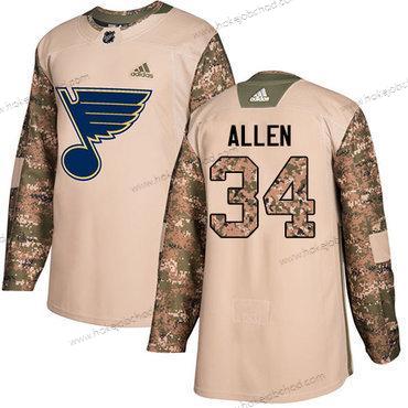 Adidas Muž St. Louis Blues #34 Jake Allen Camo Autentické 2017 Veterans Day Sešitý NHL Dres