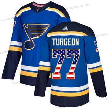 Adidas Muž St. Louis Blues #77 Pierre Turgeon Modrý Domácí Autentické USA Flag Sešitý NHL Dres