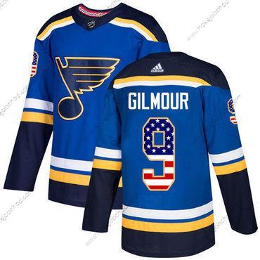 Adidas Muž St. Louis Blues #9 Doug Gilmour Modrý Domácí Autentické USA Flag Sešitý NHL Dres