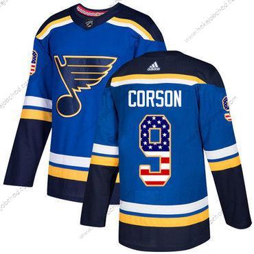 Adidas Muž St. Louis Blues #9 Shayne Corson Modrý Domácí Autentické USA Flag Sešitý NHL Dres