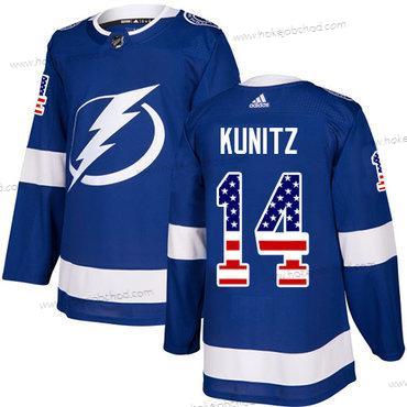 Adidas Muž Tampa Bay Lightning #14 Chris Kunitz Modrý Domácí Autentické USA Flag Sešitý NHL Dres