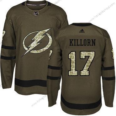 Adidas Muž Tampa Bay Lightning #17 Alex Killorn Zelená Salute to Service Sešitý NHL Dres