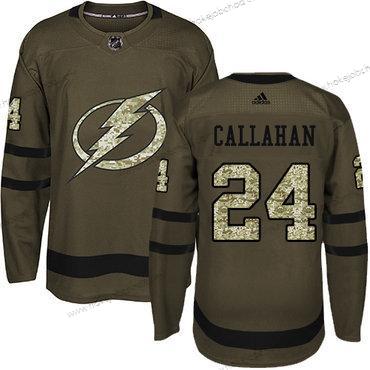 Adidas Muž Tampa Bay Lightning #24 Ryan Callahan Zelená Salute to Service Sešitý NHL Dres