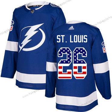 Adidas Muž Tampa Bay Lightning #26 Martin St. Louis Modrý Domácí Autentické USA Flag Sešitý NHL Dres