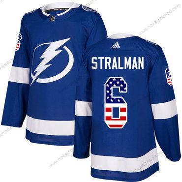 Adidas Muž Tampa Bay Lightning #6 Anton Stralman Modrý Domácí Autentické USA Flag Sešitý NHL Dres