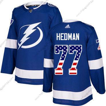 Adidas Muž Tampa Bay Lightning #77 Victor Hedman Modrý Domácí Autentické USA Flag Sešitý NHL Dres