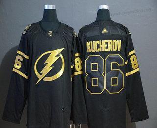 Adidas Muž Tampa Bay Lightning #86 Nikita Kucherov Černá Zlatoen Sešitý NHL Dres