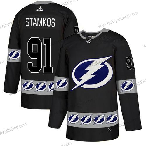 Adidas Muž Tampa Bay Lightning #91 Steven Stamkos Černá Tým Logos Dres