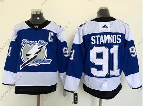 Adidas Muž Tampa Bay Lightning #91 Steven Stamkos Modrý 2020-21 Obrácený Retro Náhradní NHL Dres