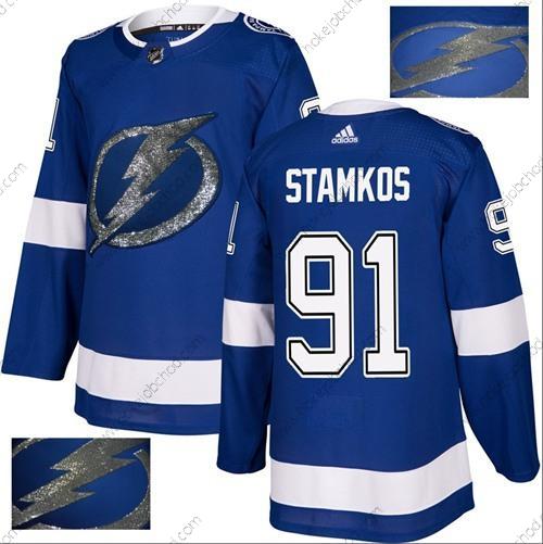 Adidas Muž Tampa Bay Lightning #91 Steven Stamkos Modrý Domácí Autentické Zlato Sešitý NHL Dres