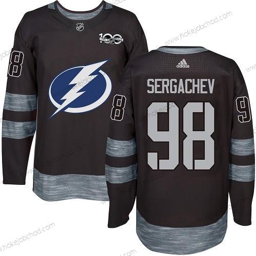 Adidas Muž Tampa Bay Lightning #98 Mikhail Sergachev Černá 1917-2017 100th Výročí Sešitý NHL Dres