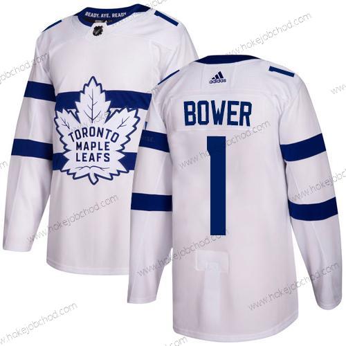 Adidas Muž Toronto Maple Leafs #1 Johnny Bower Bílý Autentické 2018 Stadium Series Sešitý NHL Dres