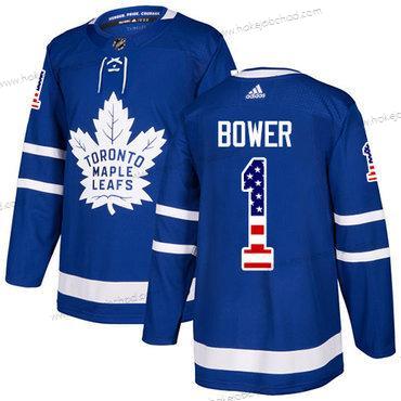 Adidas Muž Toronto Maple Leafs #1 Johnny Bower Modrý Domácí Autentické USA Flag Sešitý NHL Dres