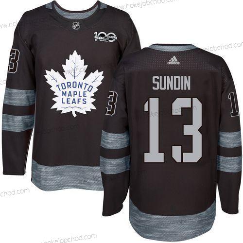 Adidas Muž Toronto Maple Leafs #13 Mats Sundin Černá 100th Výročí Sešitý NHL 2017 Hokejový Dres