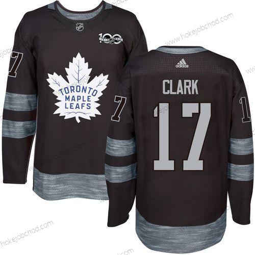 Adidas Muž Toronto Maple Leafs #17 Wendel Clark Černá 100th Výročí Sešitý NHL 2017 Hokejový Dres