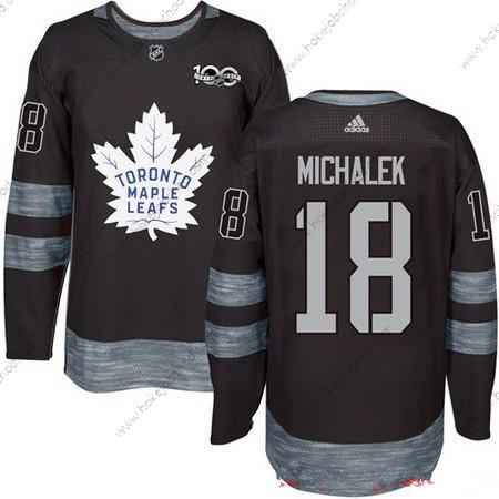 Adidas Muž Toronto Maple Leafs #18 Milan Michalek Černá 100th Výročí Sešitý NHL 2017 Hokejový Dres