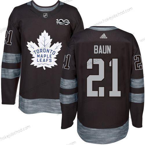 Adidas Muž Toronto Maple Leafs #21 Bobby Baun Černá 100th Výročí Sešitý NHL 2017 Hokejový Dres