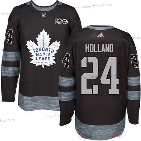 Adidas Muž Toronto Maple Leafs #24 Peter Holland Černá 100th Výročí Sešitý NHL 2017 Hokejový Dres