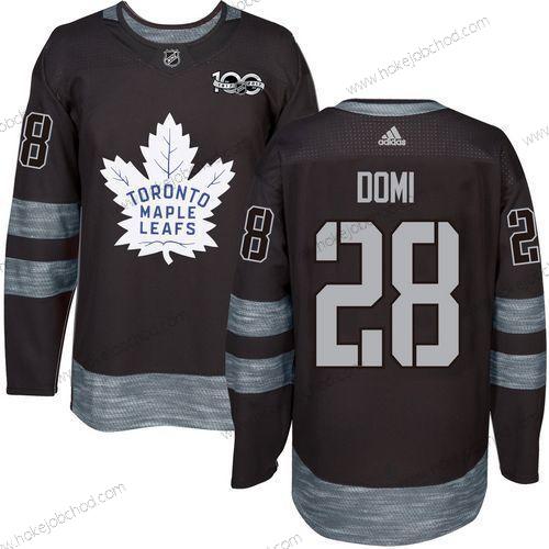 Adidas Muž Toronto Maple Leafs #28 Tie Domi Černá 100th Výročí Sešitý NHL 2017 Hokejový Dres