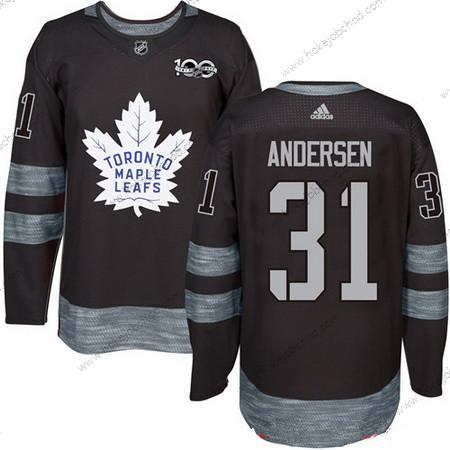 Adidas Muž Toronto Maple Leafs #31 Frederik Andersen Černá 100th Výročí Sešitý NHL 2017 Hokejový Dres