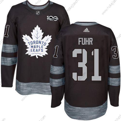 Adidas Muž Toronto Maple Leafs #31 Grant Fuhr Černá 100th Výročí Sešitý NHL 2017 Hokejový Dres